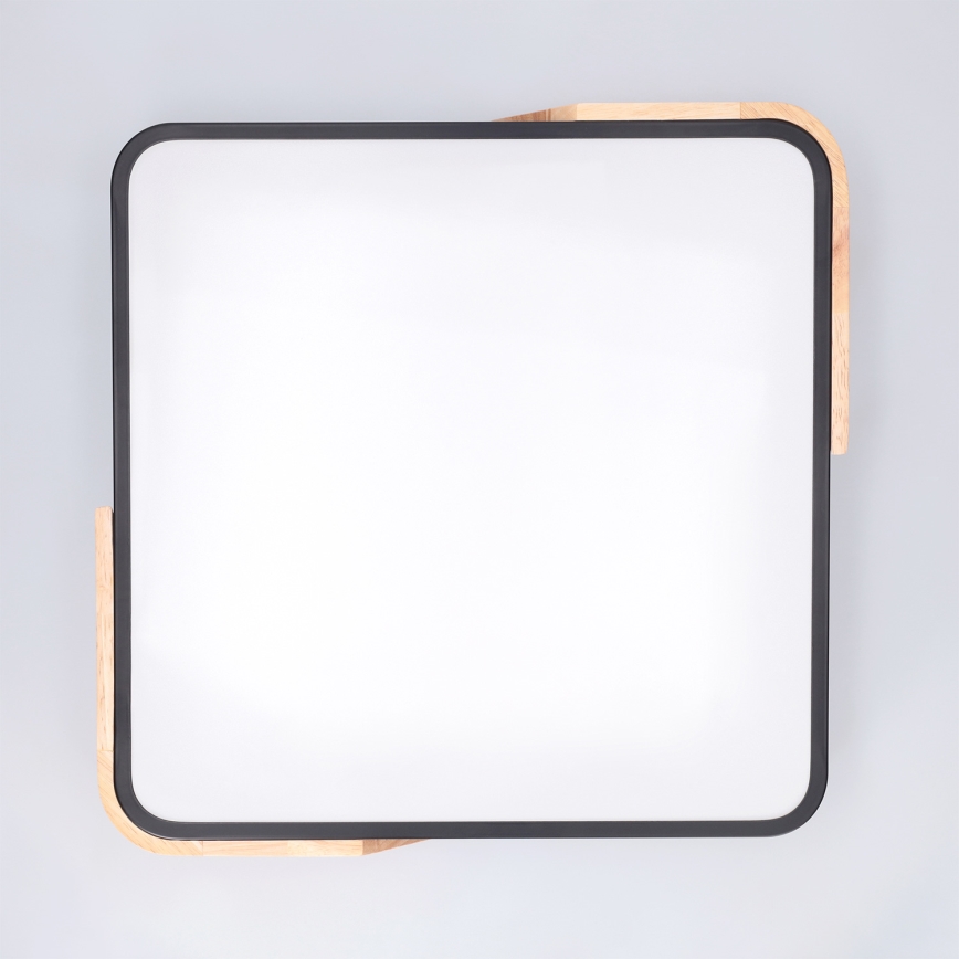 Brilagi - LED-dimmbare Deckenleuchte PILANA LED/48W/230V 3000-6500K Eiche/Schwarz 42x42 cm + Fernbedienung