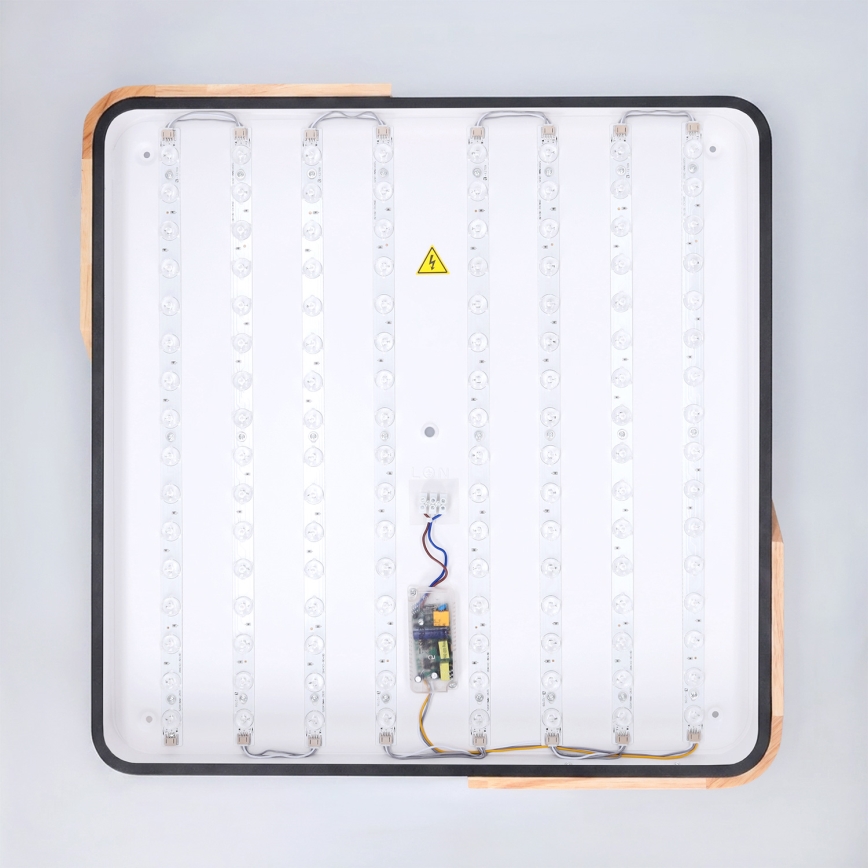 Brilagi - Dimmbare LED-Deckenleuchte PILANA LED/48W/230V 3000-6500K Eiche/Schwarz 56x56 cm + Fernbedienung