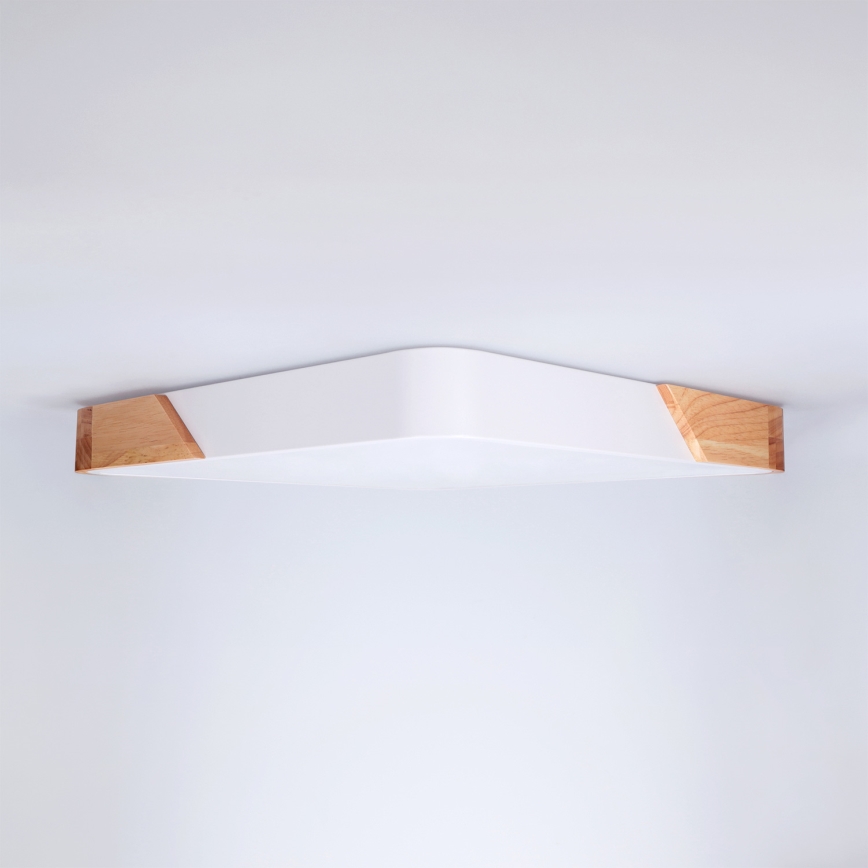 Brilagi - LED-dimmbare Deckenleuchte PILANA LED/48W/230V 3000-6500K Eiche/Weiß 42x42 cm + Fernbedienung