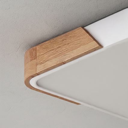 Brilagi - LED-dimmbare Deckenleuchte PILANA LED/60W/230V 3000-6500K Eiche/Weiß 56x56 cm + Fernbedienung