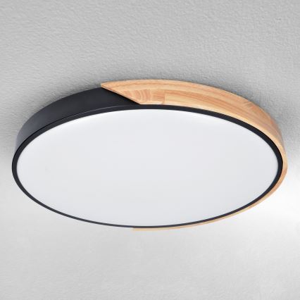Brilagi - LED-dimmbare Deckenleuchte PILANA LED/60W/230V 3000-6500K Eiche/Schwarz Ø 60 cm + Fernbedienung