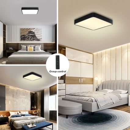 Brilagi - Dimmbare LED-Deckenleuchte POOL LED/48W/230V 3000-6000K 50x50 cm schwarz + Fernbedienung