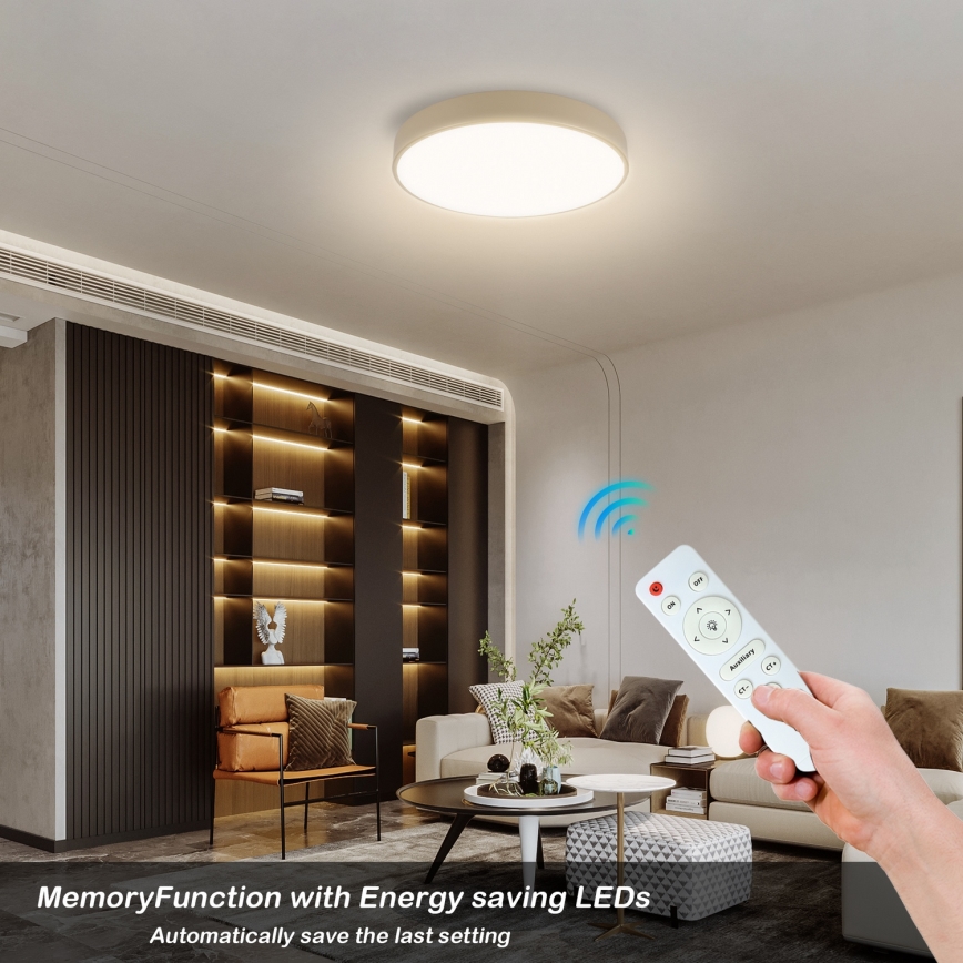 Brilagi - POOL dimmbare LED-Deckenleuchte 48W/230V 3000–6000K Ø 40 cm beige + Fernbedienung