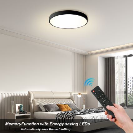 Brilagi - dimmbare LED-Deckenleuchte POOL LED/60W/230V 3000-6000K Ø 60 cm schwarz + Fernbedienung