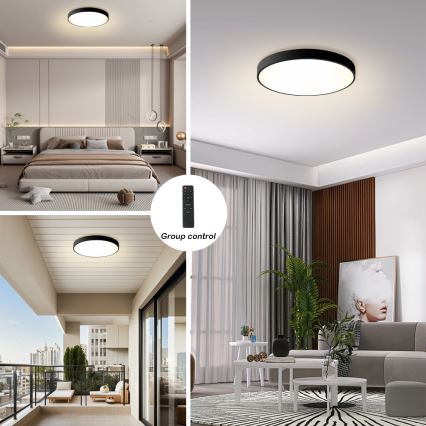 Brilagi - dimmbare LED-Deckenleuchte POOL LED/60W/230V 3000-6000K Ø 60 cm schwarz + Fernbedienung