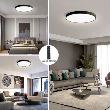 Brilagi - LED dimmbare Deckenleuchte POOL SMART LED/100W/230V 3000-6000K Ø 80 cm Wi-Fi Tuya schwarz + Fernbedienung