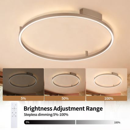 Brilagi - LED-dimmbare Deckenleuchte PORTOFINO LED/60W/230V 3000-6000K Ø 80 cm beige + Fernbedienung