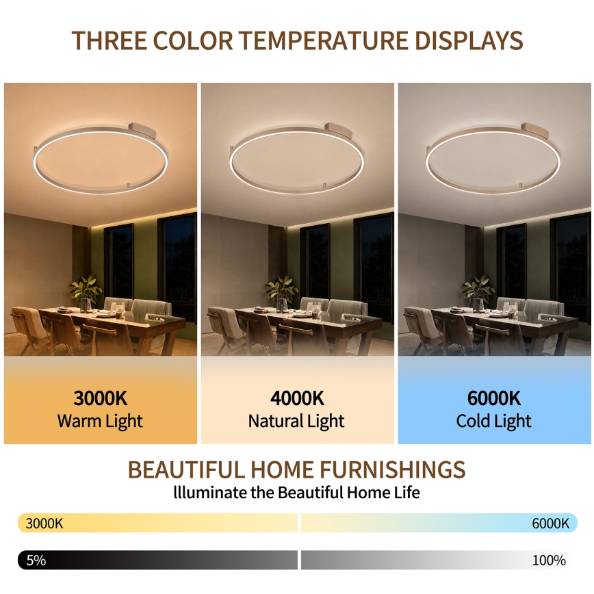Brilagi - LED-dimmbare Deckenleuchte PORTOFINO LED/60W/230V 3000-6000K Ø 80 cm beige + Fernbedienung