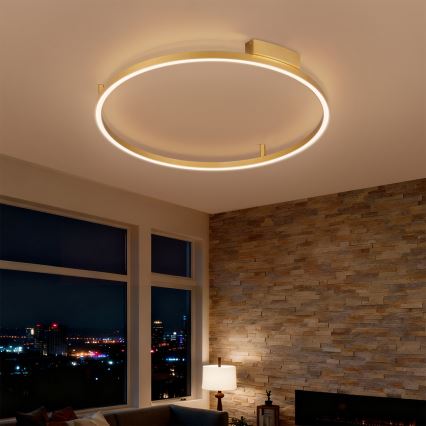 Brilagi - Dimmbare LED-Deckenleuchte PORTOFINO LED/60 W/230 V 3000–6000 K Ø 80 cm goldfarben + Fernbedienung