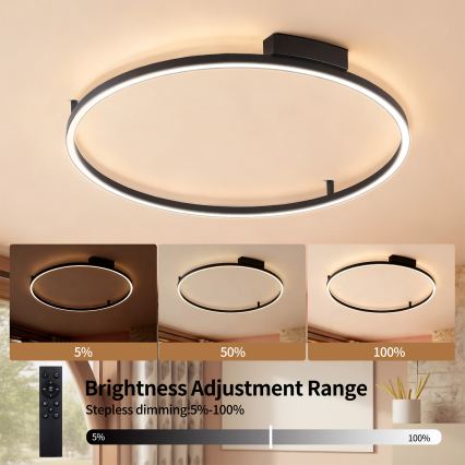 Brilagi - LED-dimmbare Deckenleuchte PORTOFINO LED/60W/230V 3000-6000K Ø 80 cm schwarz + Fernbedienung