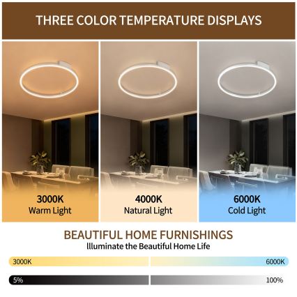 Brilagi - LED-dimmbare Deckenleuchte PORTOFINO LED/60W/230V 3000-6000K Ø 80 cm silber + Fernbedienung