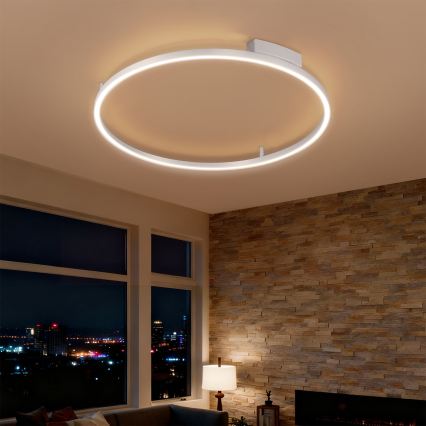Brilagi - LED-dimmbare Deckenleuchte PORTOFINO LED/60W/230V 3000-6000K Ø 80 cm silberfarben + Fernbedienung