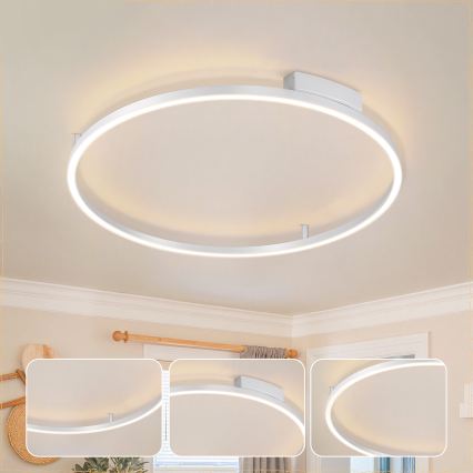 Brilagi - LED-dimmbare Deckenleuchte PORTOFINO LED/60W/230V 3000-6000K Ø 80 cm silberfarben + Fernbedienung