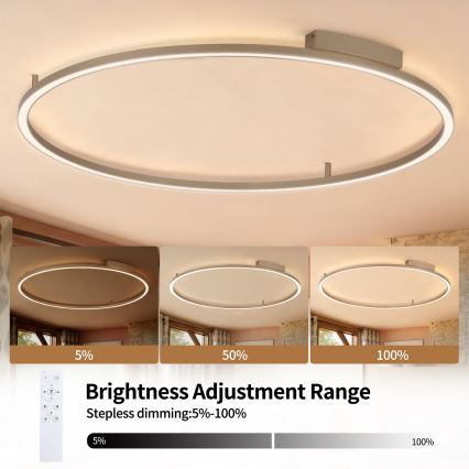 Brilagi - LED-dimmbare Deckenleuchte PORTOFINO LED/85 W/230 V 3000–6000 K Ø 120 cm beige + Fernbedienung