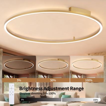 Brilagi - dimmbare LED-Deckenleuchte PORTOFINO LED/85W/230V 3000-6000K Ø 120 cm goldfarben + Fernbedienung