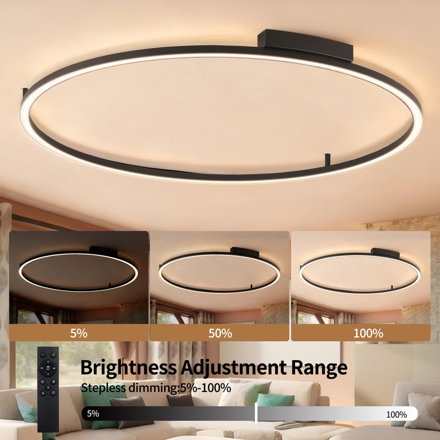 Brilagi - LED-dimmbare Deckenleuchte PORTOFINO LED/85W/230V 3000-6000K Ø 120 cm schwarz + Fernbedienung