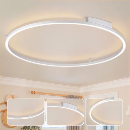 Brilagi - PORTOFINO dimmbare LED-Deckenleuchte, 85 W, 230 V, 3000–6000 K, Ø 120 cm, silber + Fernbedienung