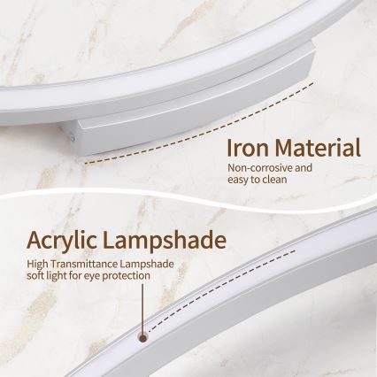 Brilagi - PORTOFINO dimmbare LED-Deckenleuchte, 85 W, 230 V, 3000–6000 K, Ø 120 cm, silber + Fernbedienung