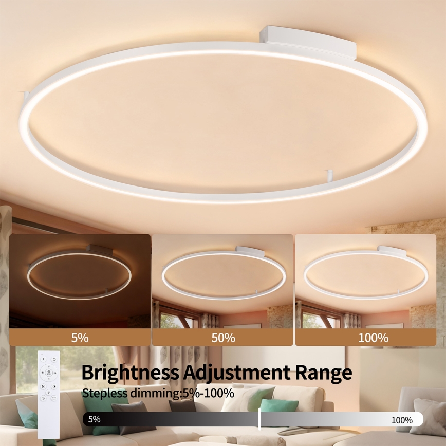 Brilagi - LED-dimmbare Deckenleuchte PORTOFINO LED/85W/230V 3000-6000K Ø 120 cm weiß + Fernbedienung
