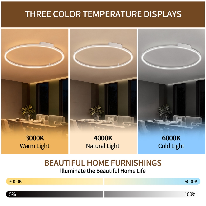 Brilagi - LED-dimmbare Deckenleuchte PORTOFINO LED/85W/230V 3000-6000K Ø 120 cm weiß + Fernbedienung