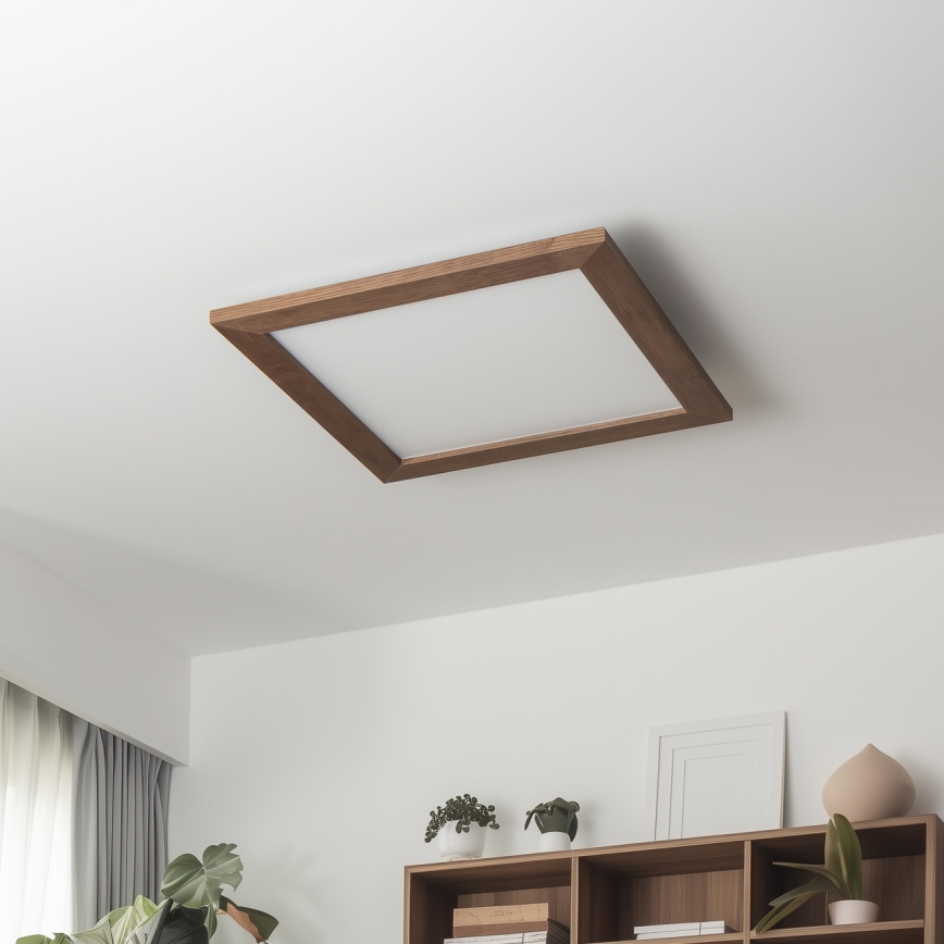 Brilagi - LED-dimmbare Deckenleuchte SLIMFRAME WOOD LED/36W/230V 49,5x49,5 cm 3000-6000K dunkelbraun + Fernbedienung