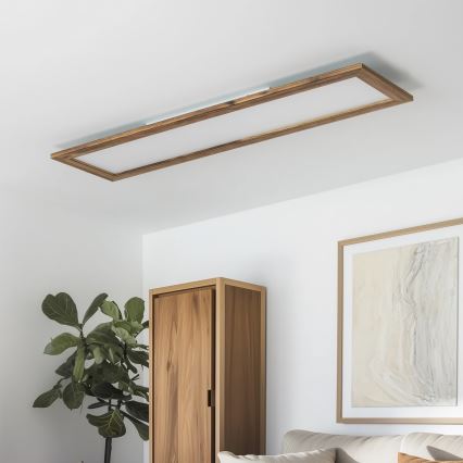 Brilagi - dimmbare LED-Deckenleuchte SLIMFRAME WOOD LED/58W/230V 124x33,7 cm 3000-6000K braun + Fernbedienung