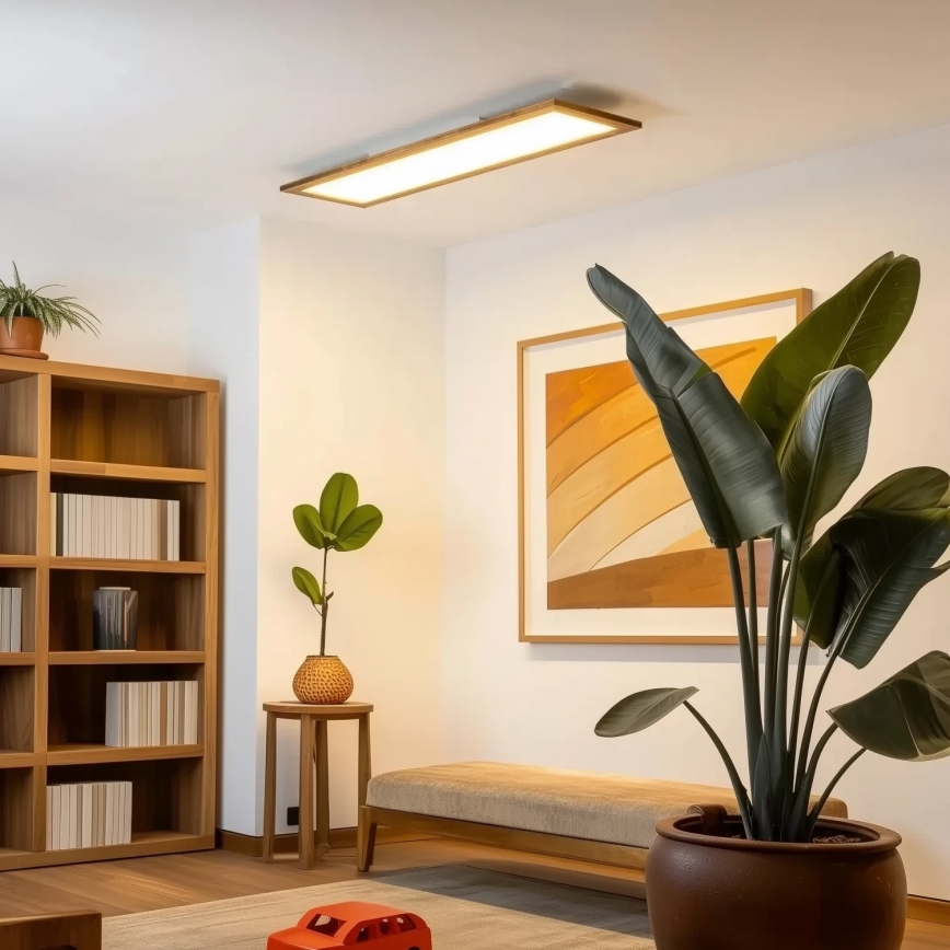 Brilagi - dimmbare LED-Deckenleuchte SLIMFRAME WOOD LED/58W/230V 124x33,7 cm 3000-6000K braun + Fernbedienung