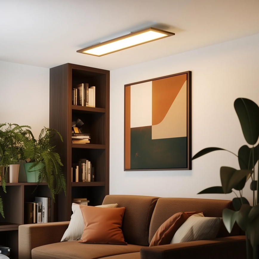 Brilagi - Dimmbare LED-Deckenleuchte SLIMFRAME WOOD LED/58W/230V 124x34 cm 3000-6000K dunkelbraun + Fernbedienung