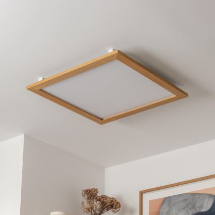 Brilagi - Dimmbare LED-Deckenleuchte SLIMFRAME WOOD LED/58W/230V 64x64 cm 3000-6000K Braun + Fernbedienung