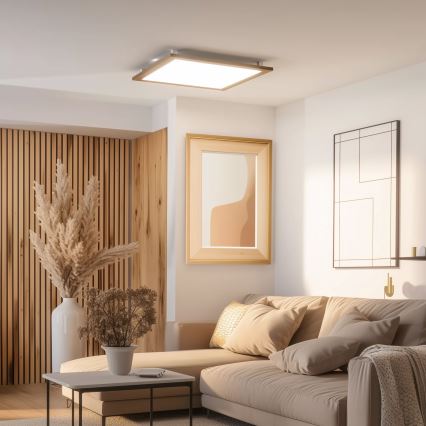 Brilagi - dimmbare LED-Deckenleuchte SLIMFRAME WOOD LED/58W/230V 64x64 cm 3000-6000K braun + Fernbedienung