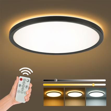 Brilagi - Dimmbare LED-Deckenleuchte ULTRA SLIM LED/24W/230V 2700–6500K Ø 42 cm schwarz + Fernbedienung
