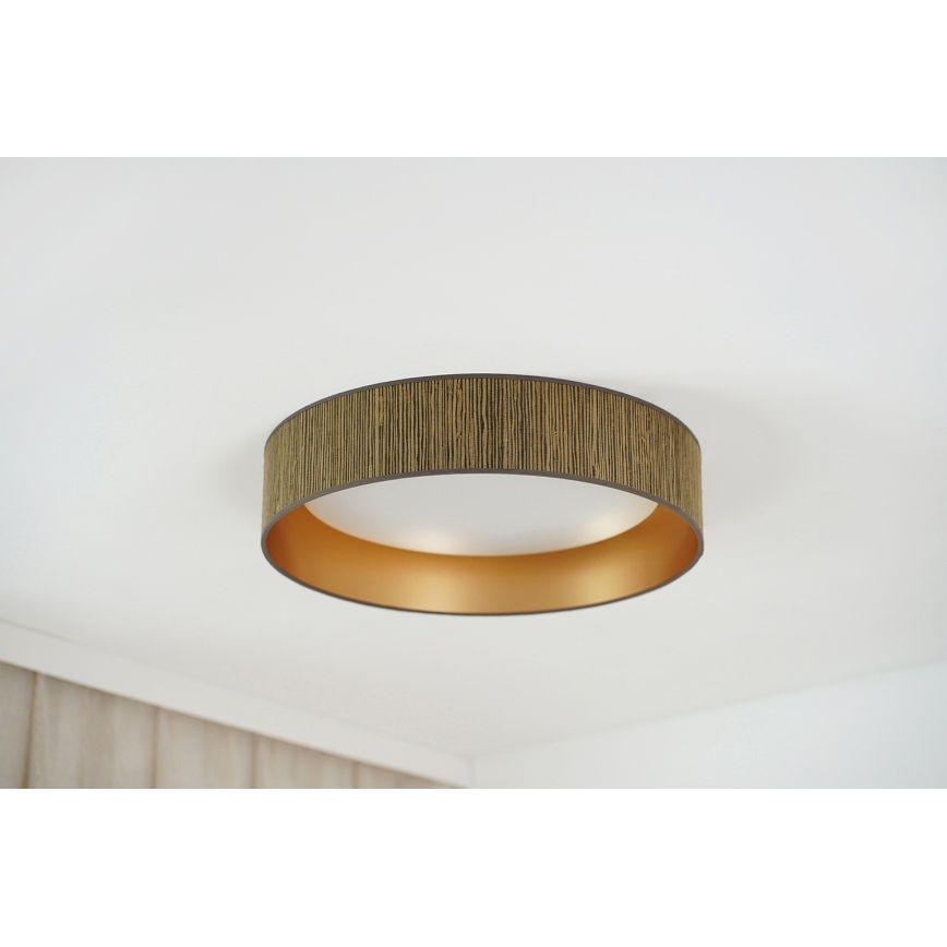 Brilagi - Dimmbare LED-Deckenleuchte VEGAS SHINE LED/24W/230V 3000/4000/6500K Stroh braun/golden + Fernbedienung