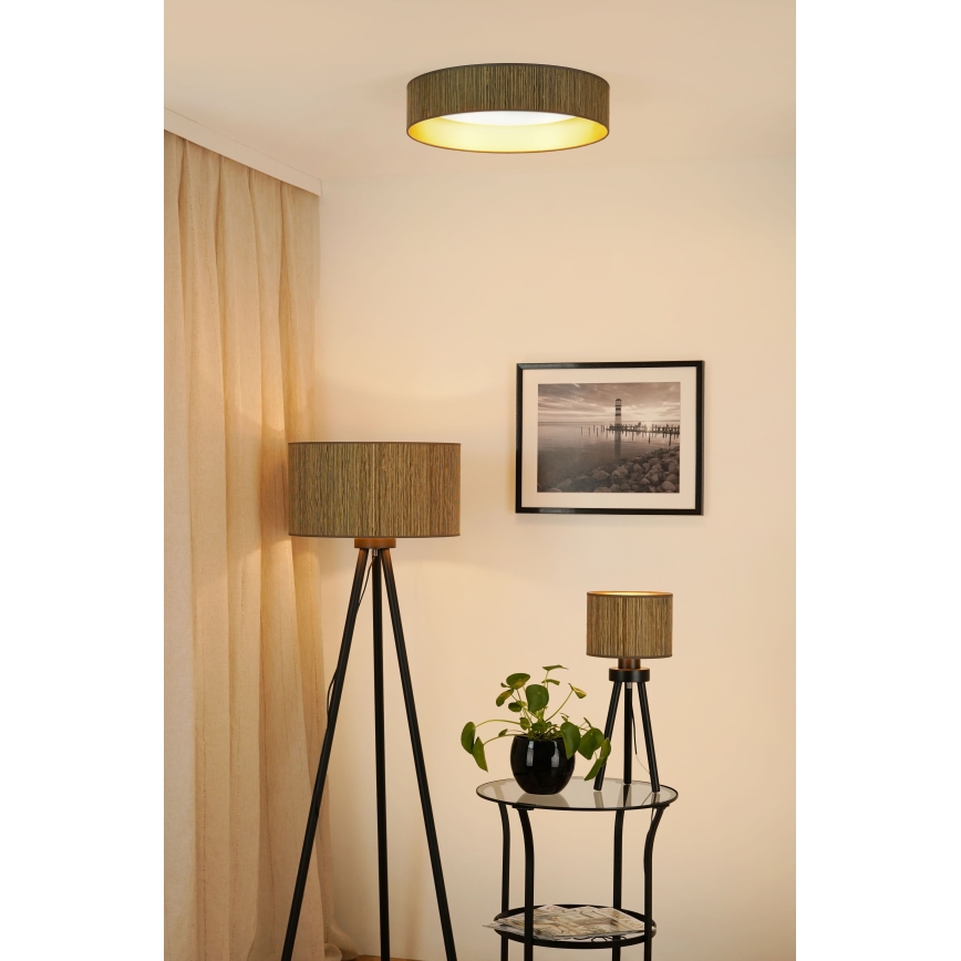 Brilagi - Dimmbare LED-Deckenleuchte VEGAS SHINE LED/24W/230V 3000/4000/6500K Stroh braun/golden + Fernbedienung