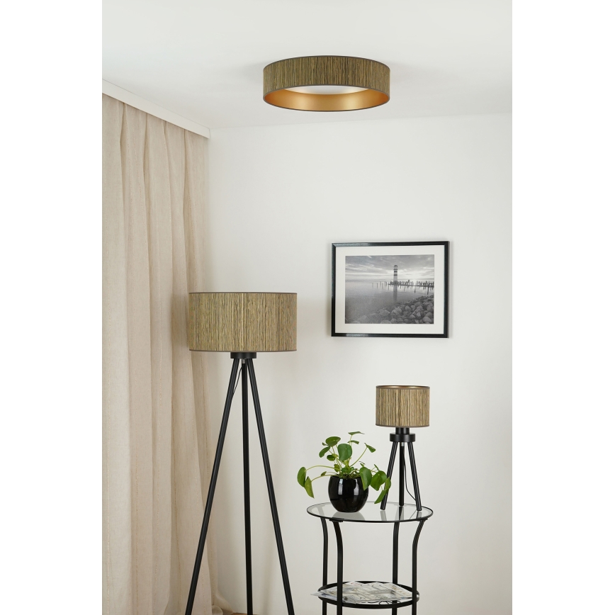 Brilagi - Dimmbare LED-Deckenleuchte VEGAS SHINE LED/24W/230V 3000/4000/6500K Stroh braun/golden + Fernbedienung