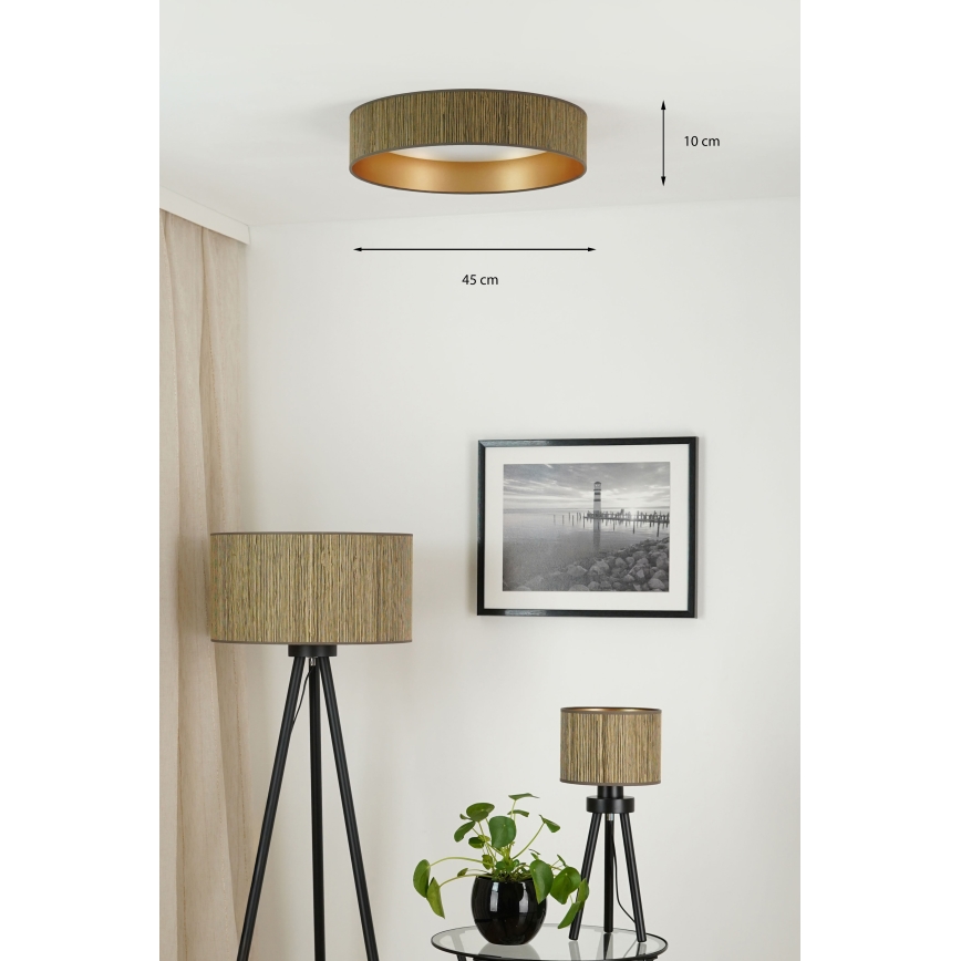Brilagi - Dimmbare LED-Deckenleuchte VEGAS SHINE LED/24W/230V 3000/4000/6500K Stroh braun/golden + Fernbedienung