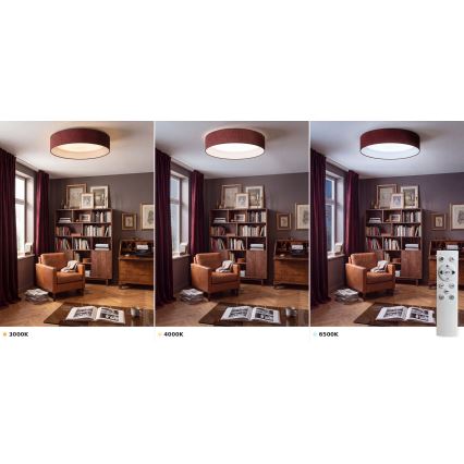 Brilagi - dimmbare LED-Deckenleuchte VELVET SMART VARI LED/24W/230V 3000-6500K Ø 45 cm bordeauxrot + Fernbedienung