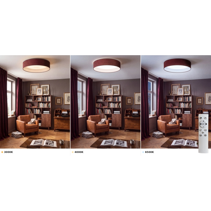 Brilagi - dimmbare LED-Deckenleuchte VELVET SMART VARI LED/24W/230V 3000-6500K Ø 45 cm bordeauxrot + Fernbedienung