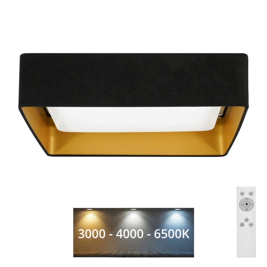 Brilagi - dimmbare LED-Deckenleuchte VELVET SQUARE LED/24W/230V 43x43 cm 3000/4000/6500K + Fernbedienung schwarz
