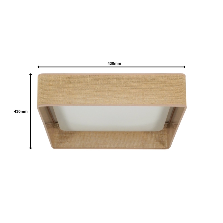 Brilagi - dimmbare LED-Deckenleuchte VELVET SQUARE, LED/24W/230V, 43x43 cm, 3000/4000/6500K + Fernbedienung, braun