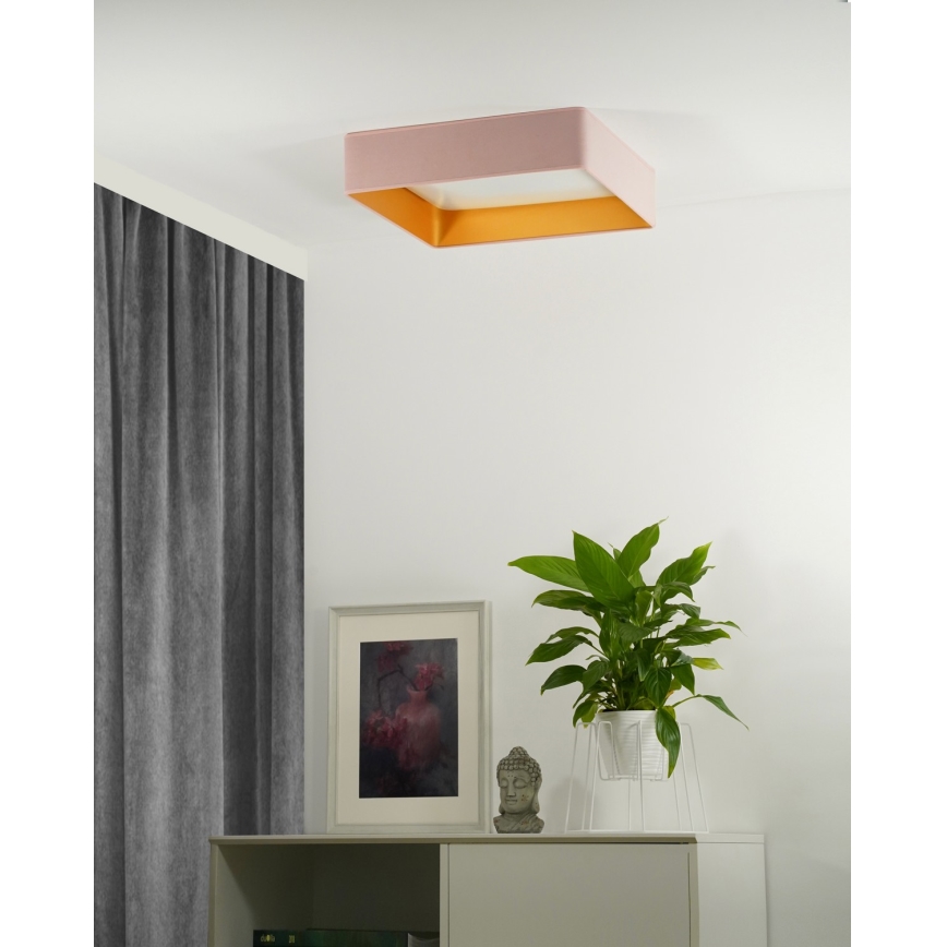Brilagi - dimmbare LED-Deckenleuchte VELVET SQUARE LED/24W/230V 43x43 cm 3000/4000/6500K + Fernbedienung rosa