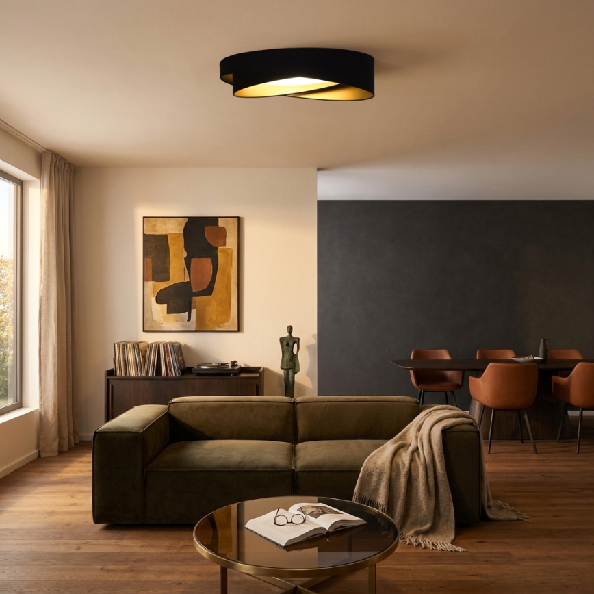 BRILAGI - dimmbare LED-Deckenleuchte VELVET TWIST LED/36W/230V 3000-6000K Ø 65 cm Wi-Fi Tuya Beacon schwarz/gold + Fernbedienung