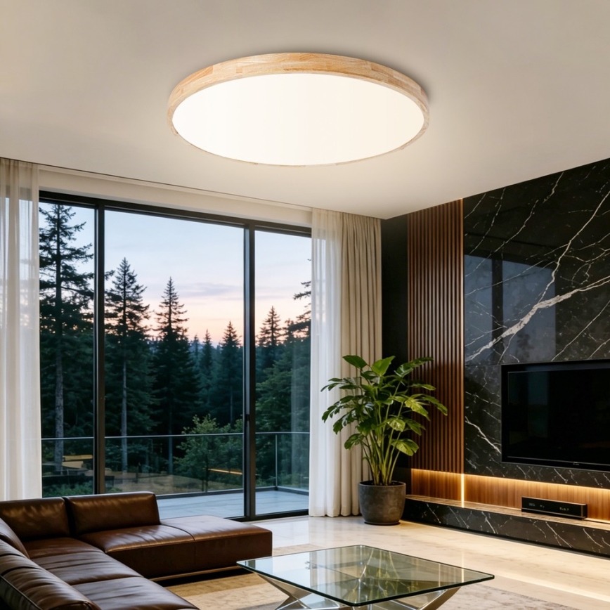 BRILAGI - WOODLINE dimmbare LED-Deckenleuchte LED/100W/230V 3000-6000K Eiche Ø 80 cm + Fernbedienung