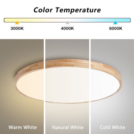 BRILAGI - WOODLINE dimmbare LED-Deckenleuchte LED/100W/230V 3000-6000K Eiche Ø 80 cm + Fernbedienung