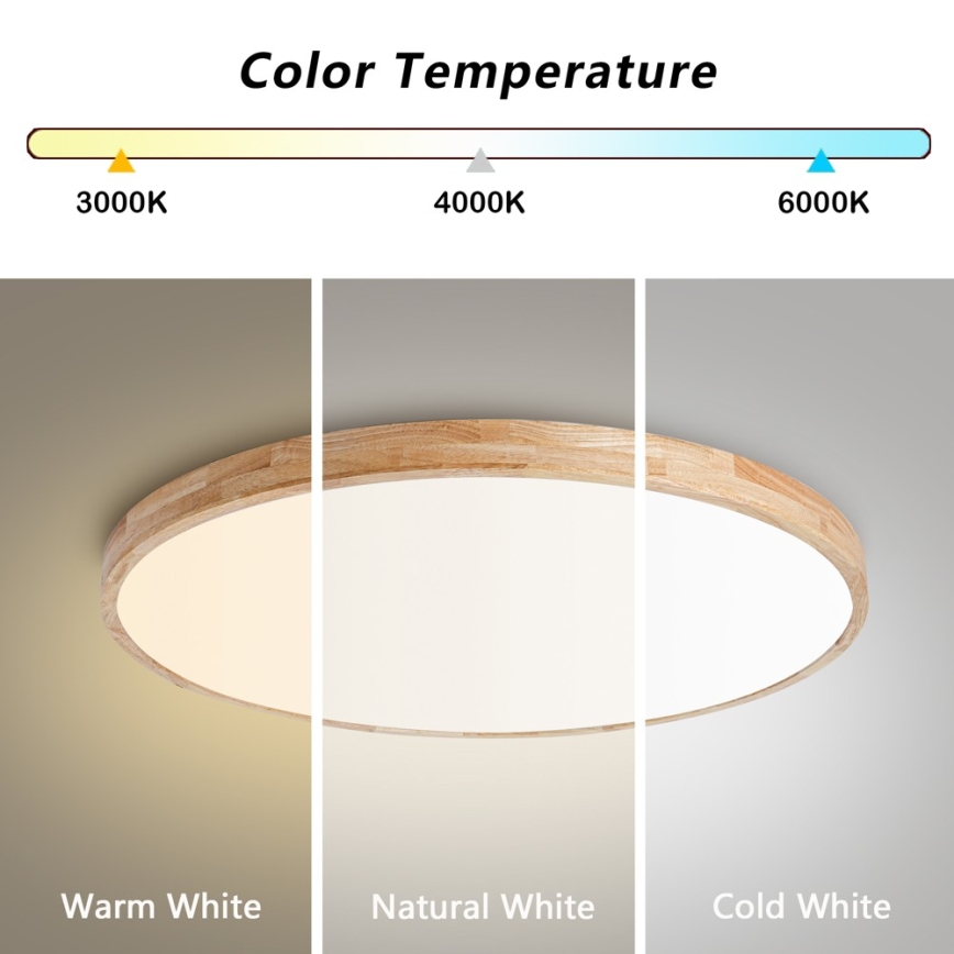 BRILAGI - WOODLINE dimmbare LED-Deckenleuchte LED/100W/230V 3000-6000K Eiche Ø 80 cm + Fernbedienung