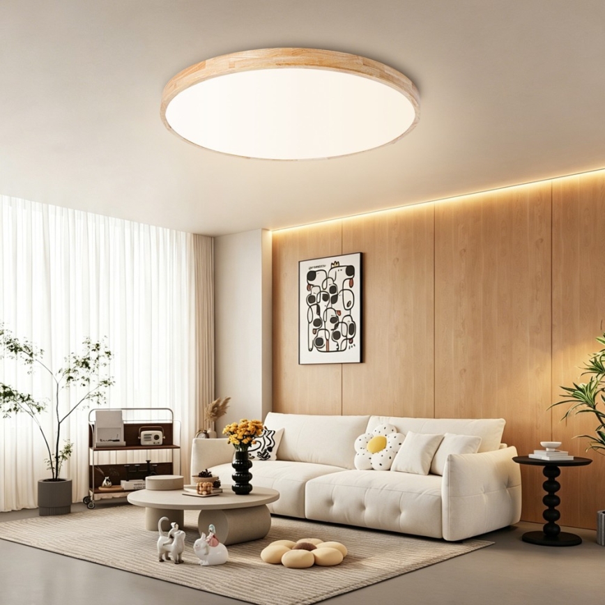 BRILAGI - WOODLINE dimmbare LED-Deckenleuchte LED/100W/230V 3000-6000K Eiche Ø 80 cm + Fernbedienung