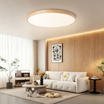 BRILAGI - dimmbare LED-Deckenleuchte WOODLINE LED/128W/230V 3000-6000K Eiche Ø 100 cm + Fernbedienung