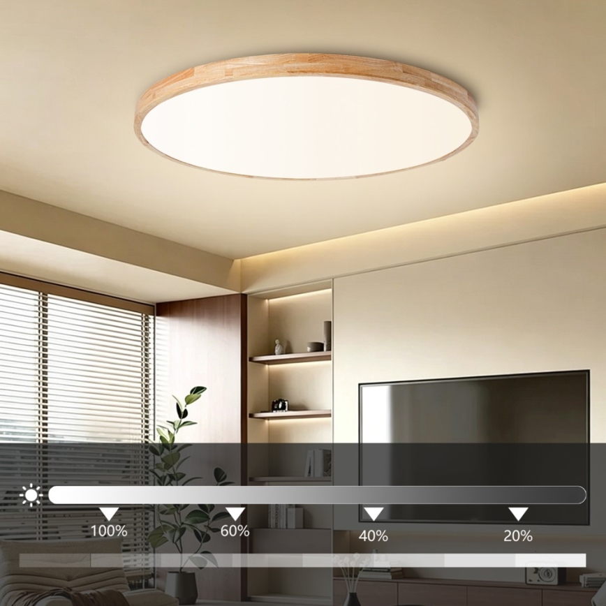 BRILAGI - dimmbare LED-Deckenleuchte WOODLINE LED/128W/230V 3000-6000K Eiche Ø 100 cm + Fernbedienung