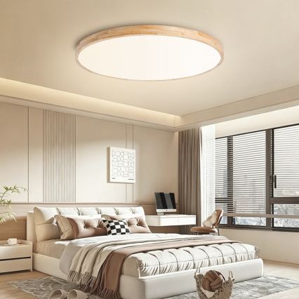 BRILAGI - dimmbare LED-Deckenleuchte WOODLINE LED/128W/230V 3000-6000K Eiche Ø 100 cm + Fernbedienung