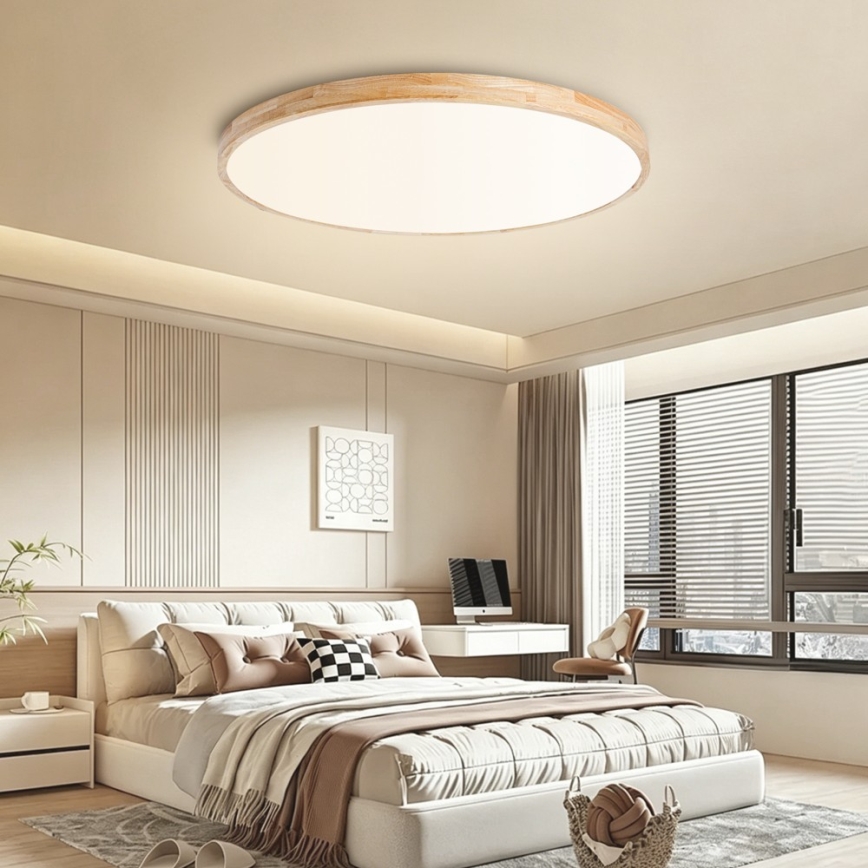BRILAGI - dimmbare LED-Deckenleuchte WOODLINE LED/128W/230V 3000-6000K Eiche Ø 100 cm + Fernbedienung