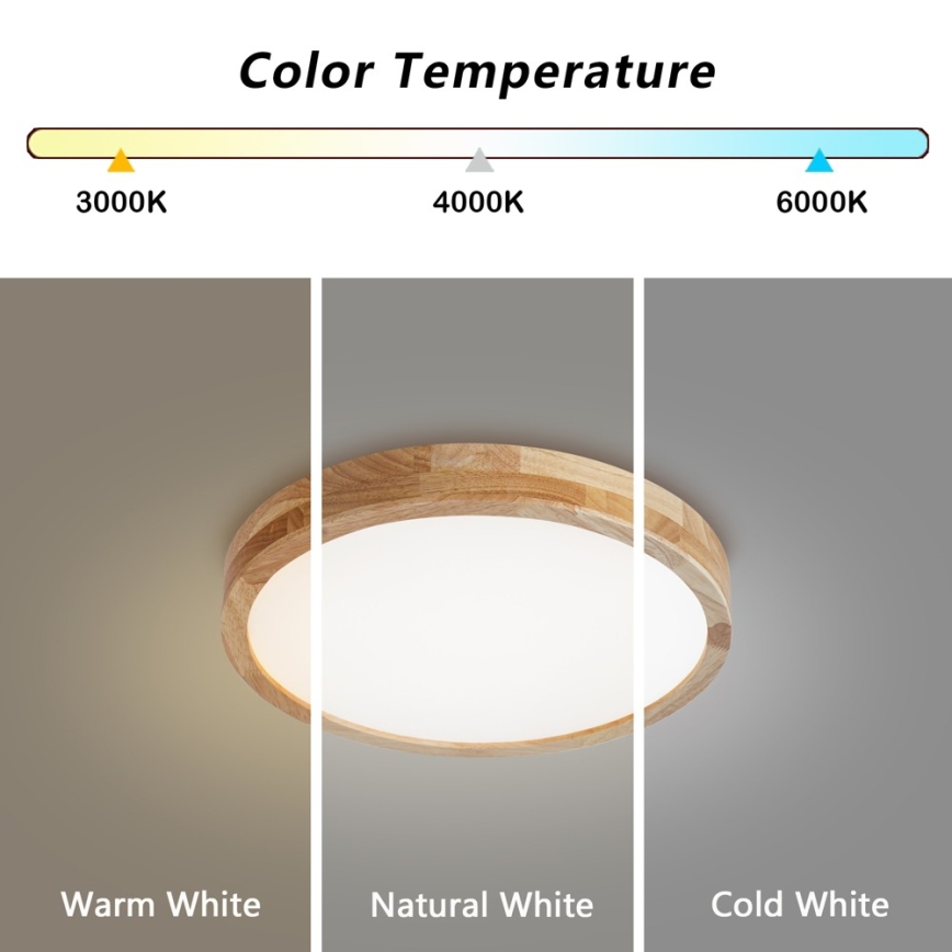 BRILAGI - dimmbare LED-Deckenleuchte WOODLINE LED/48W/230V 3000-6000K Eiche Ø 40 cm + Fernbedienung